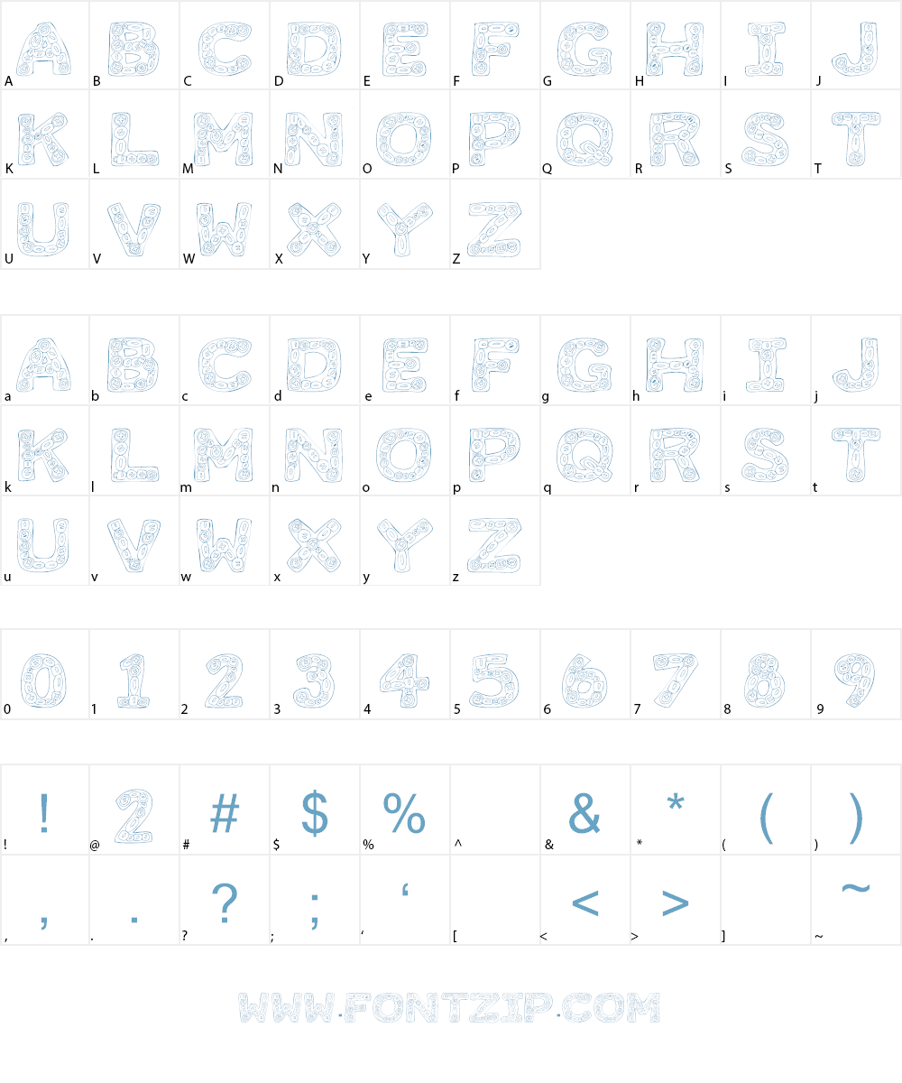 101! Button Mania Font Character
